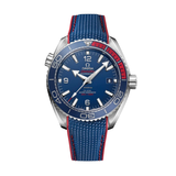 Omega Seamaster Planet Ocean 'Co-Axial Master Chronometer' – Blue/Red | Textile Strap