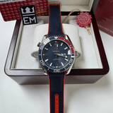 Omega Seamaster Planet Ocean 'Co-Axial Master Chronometer' – Blue/Red | Textile Strap